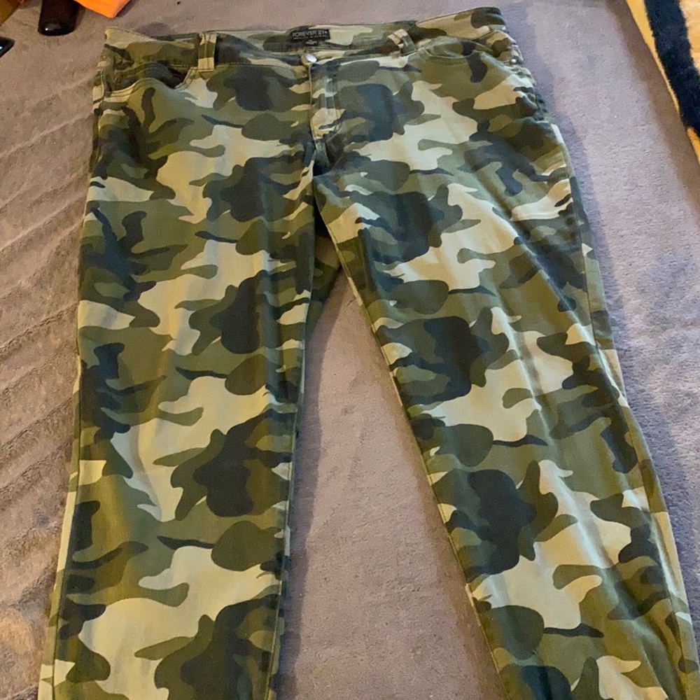 Woman’s camouflage pants.